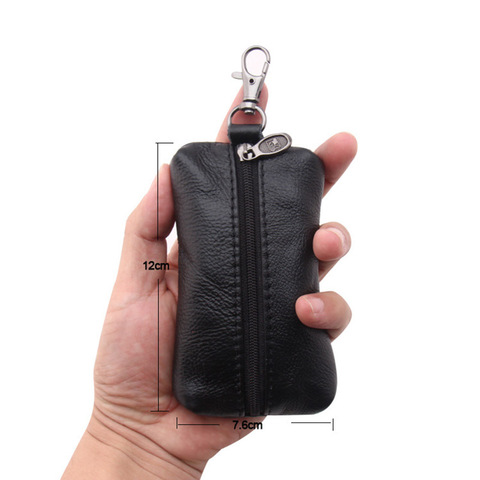 1 Pc Men Car Key Case Leather Wallets Coin Purse Zipper Bag Keychain Cover for Keys Organizer Card Holder Gifts Key Pouch ► Photo 1/4