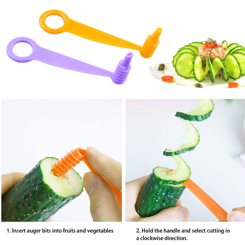 3/2/1Pcs Manual Spiral Screw Slicer Cutter Cucumber Carrot Potato Vegetables Spiral Knife Kitchen Accessories Tools Random Color ► Photo 1/6