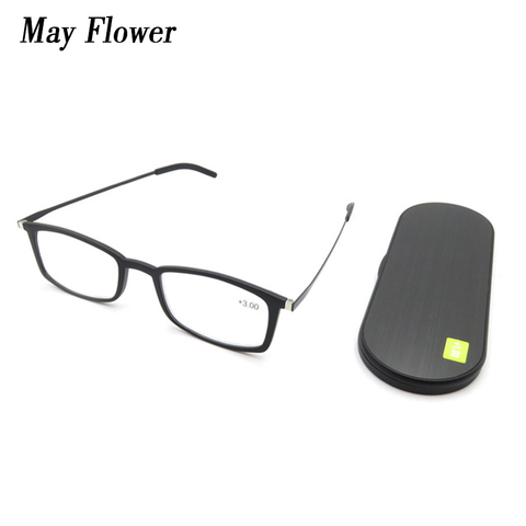 May Flower Ultra-thin Anti-blue Reading Glasses Portable Square Presbyopic Eyewear With Phone Glasse Magnetic Case For Men&Women ► Photo 1/6
