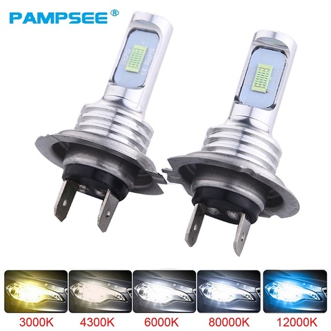 PAMPSEE LED CSP Mini H7 LED Lamps For Cars Headlight Bulbs H4 led H8 H11 Fog Light HB3 9005 HB4 Ice Blue 8000K 3000K Auto 12V ► Photo 1/6