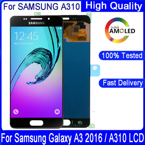 Original 4.7 inch  A3 2016 LCD Super AMOLED Display For SAMSUNG Galaxy A3 2016 A310 A310F A3100 Touch Screen Digitizer Assembly ► Photo 1/1