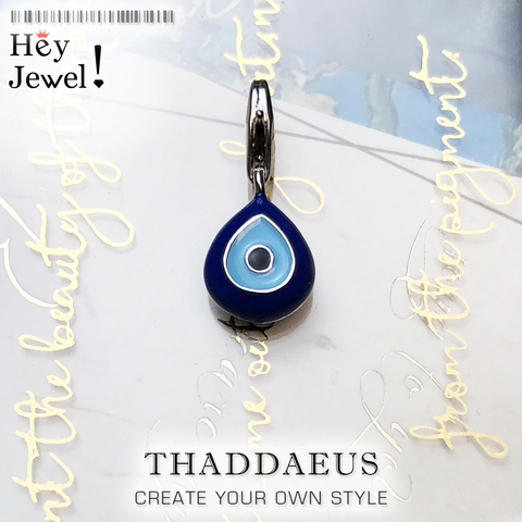 Turkey Eye Blue Enamel Culture Charm Pendant 925 Sterling Silver New DIY Jewelry Lucky Accessories for Women Men Fit Bracelet ► Photo 1/6