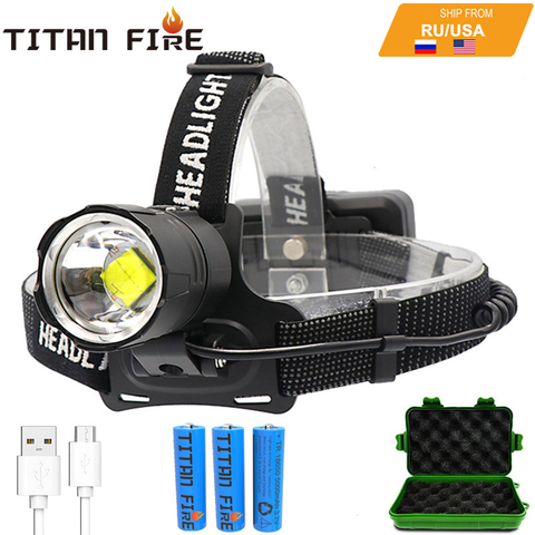 T20 LED Headlamp XHP70.2 High Lumens Headlight Ultra Brightness Rechargeable Waterproof 3 Modes Zoomable Working for Night ► Photo 1/6