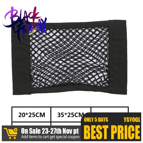 Car Back Rear Trunk Seat Storage Bag Mesh Auto Organizer double-deck Elastic String Net Magic Sticker Pocket Bag Car Accessories ► Photo 1/6