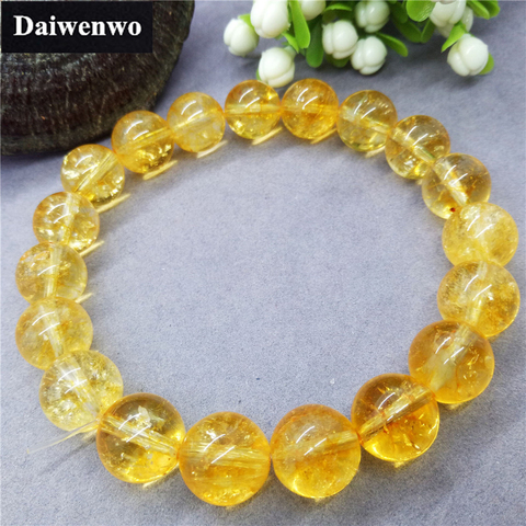 Natural Stone Crack Citrine Beads Bracelet Safronite Yellow Quartz Charm ► Photo 1/1