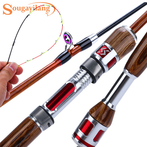 Sougayilang Top Quality 2 Sections Carbon Fiber 123cm Raft Rod Ice Fishing Rod with Lightweight Wooden Handle Winter Fishing Rod ► Photo 1/6