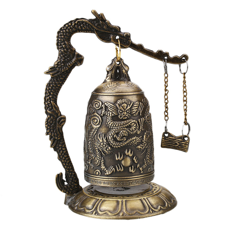 Buddhism Temple Brass Copper Dragon Bell Clock Carved Statue Lotus Buddha Buddhism Arts Statue Clock Home Decorative Crafts ► Photo 1/6