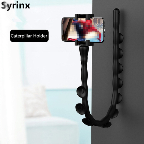 New Cute Caterpillar Lazy Bracket Mobile Phone Desktop Bicycle Car Holder Worm Flexible Suction Cup Stand Home Wall Live Support ► Photo 1/6
