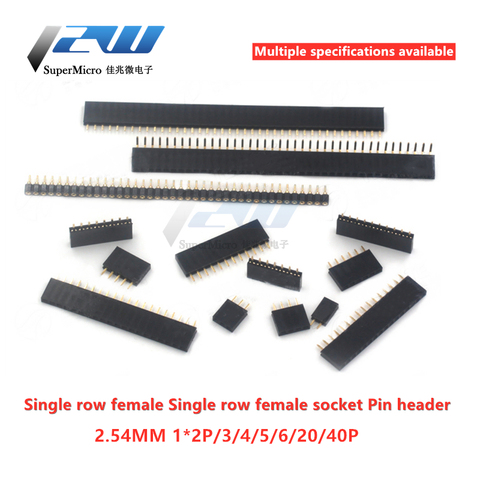 10pcs/lot 2.54mm single-row busbar plug-in PCB connector 1 * 2/3/4/5/6/7/8/10/12/16/20/40 arduin o pin ► Photo 1/6