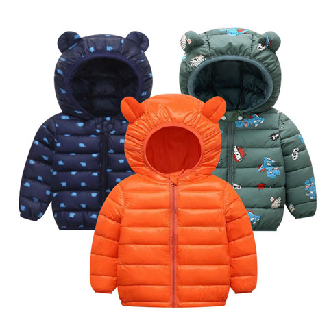 2022 Autumn Winter Baby Kids Solid Outerwear Infants Boys Girls Hooded Jacket Coats Clothing Christmas Cotton Padded Clothes ► Photo 1/6