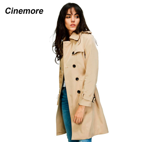 Cinemore 2022 Autumn New High Fashion Brand Woman Classic Double Breasted Trench Coat Waterproof Raincoat Business Outerwear ► Photo 1/6