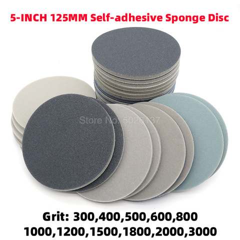 1Pcs 5-INCH 125MM Back Velvet Brushed Self-adhesive Sponge Disc Sandpaper Dry Water Sanding Paper Polishing Grinding Flocking ► Photo 1/6