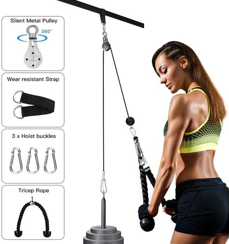 Pulley Cable System Pulley System Gym Fitness Lift Tricep Rope Loading Adjustable Length for Home Gym Sport Trainning Equipment ► Photo 1/6
