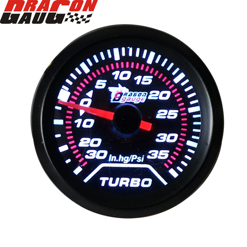 Dragon gauge 52mm Universal Auto Car Turbo Boost Gauge Fit For -30~35 Turbine pressure detection Psi meter White Blue Backlight ► Photo 1/6