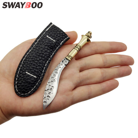 Swayboo Hand forged Steel Brass Mini Portable Sharp Key Chain Pocket Knife Pocket Scimitar Letter Opener ► Photo 1/6