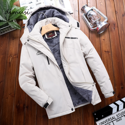 DIMUSI Men's Jacket Winter Casual Men Fleece Warm Windbreaker Hooded Coats Outdoor Thermal Waterproof Jackets Mens Clothing ► Photo 1/6