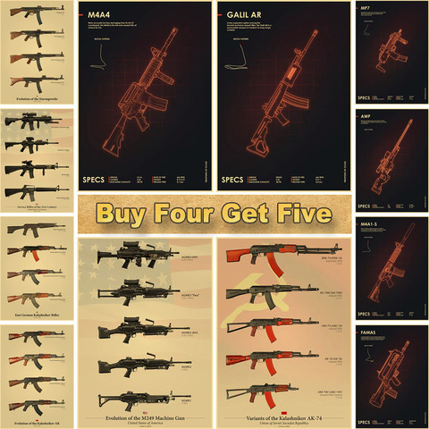 Games CS GO Gun Poster Home Decor Sticker Retro Kraft Paper Ussr Posters Hotel Bar Cafe Living Room Wall Art Painting ► Photo 1/6