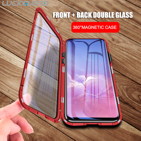 360 Magnetic Adsorption Flip Double Glass Case For Huawei P20 P30 Lite Mate 10 20 30 P40 Pro Honor 10 V10 V20 V30 20i Full Cover ► Photo 1/6