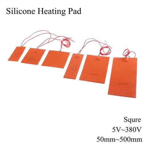 Square 5V 12V 24V 220V Silicone Heating Pad Electric Silicone Rubber Heat Mat Heated Bed Plate Flexible Waterproof 3D Printer ► Photo 1/6