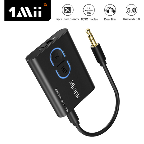 1Mii ML300 portable Bluetooth 5.0 Audio Receiver Transmitter aptX LL 2in1 280mAH Battery 3.5 aux Bluetooth Adapter for TV Car PC ► Photo 1/6