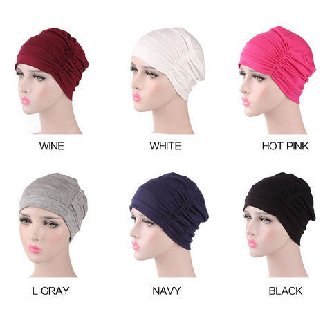 Women Soft slouchy ruffle Chemo beanie Cap Sleep Turban Hat Liner for Cancer Hair Loss caps Cotton Bandana Head wrap turbante ► Photo 1/6