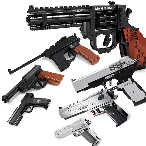 Technic Guns Kits Revolving Pistol Sets SWAT Military WW2 Weapons Model Building Blocks Boy Toys Desert Eagle Army Mark Handgun ► Photo 1/6