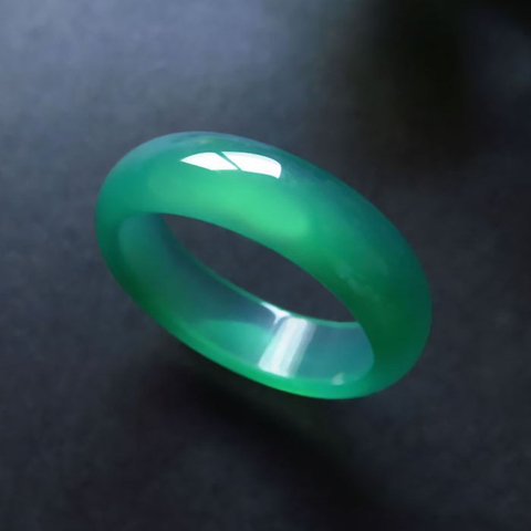 Wholesale Natural Green Chalcedony  Hand-carved Jade Ring Fashion Jewelry Jade Jade Rings In Various Colors Lovers ► Photo 1/6