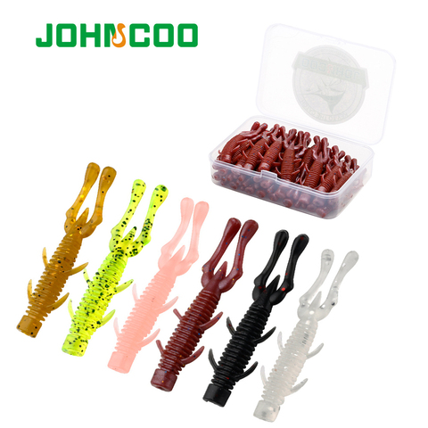 JOHNCOO 30pcs Shrimp Lures Soft Bait 60mm 1.6g Soft Plastic Shrimp Creature Crawdad Baits 2 Huge Pinchers Swimbait Fishing Lure ► Photo 1/6