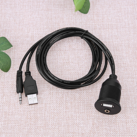 Car Dashboard Moto USB 2.0 3.5mm M/F AUX Lead Extension Cable ► Photo 1/6