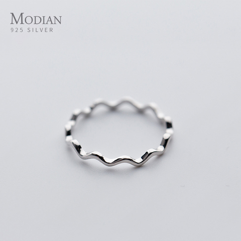 Modian Glossy Simple Wave Ring for Women Fashion 925 Sterling Silver Geometric Curve Rings Korea Style Fine Jewelry Girl Gift ► Photo 1/5