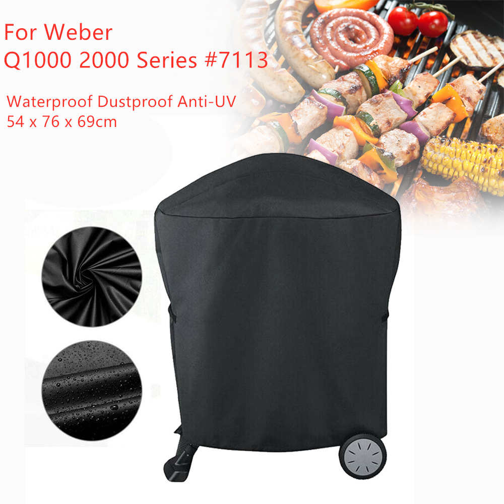 BBQ Rolling Cart Grill Cover Tool for Weber Q1000 Q2000 Series Waterproof 