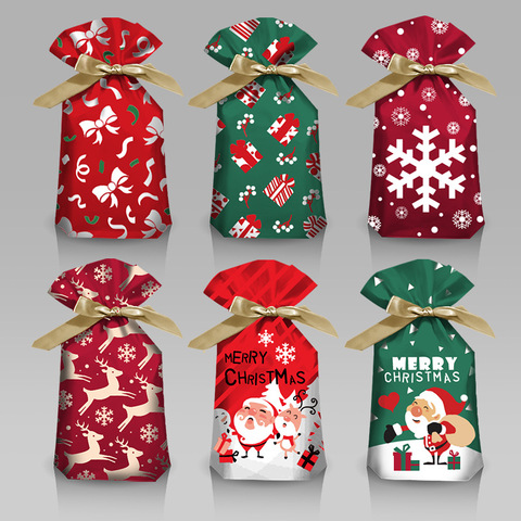 10pcs Santa Gift Bag Candy Bag Snowflake Crisp Drawstring Bag Merry Christmas Decorations for Home New Year 2022 Noel Presents ► Photo 1/6