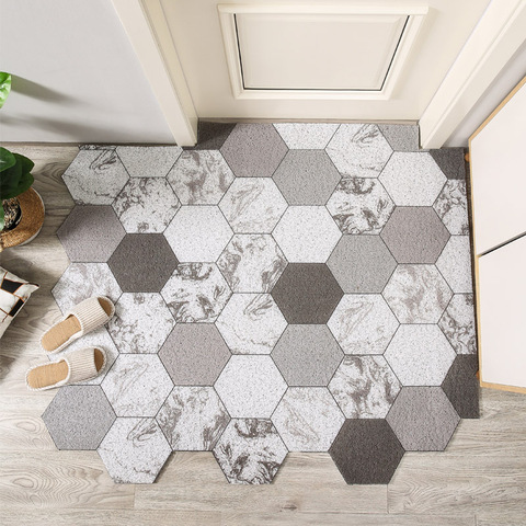 Household Geometric Simple Style Door Mat Carpet PVC Silk Loop Material Floor Mat Carpets Hallway Room Entry Dust-proof Door Mat ► Photo 1/6