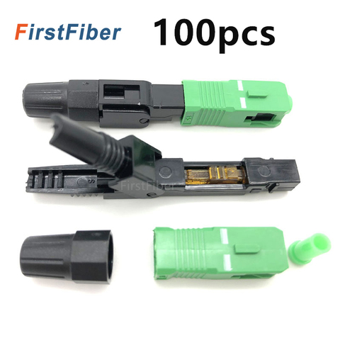 SC APC Fast Connector Embedded SC adapter 100pcs FTTH SC APC Connector support 0.9mm 2.0mm 3.0mm FTTH Flat Cable Fast/Quick ► Photo 1/4