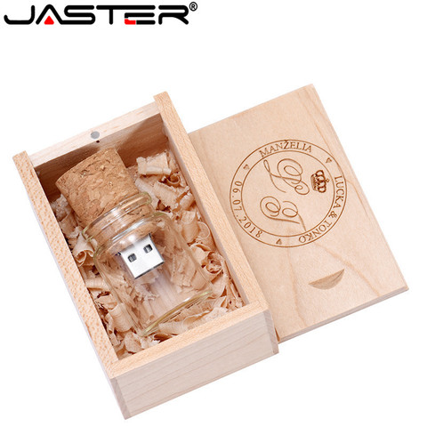 JASTER USB 2.0 New messenger bottle memory stick glass drift  usb flash wooden pen drive 4GB 16GB 32GB 64GB 1PCS free LOGO ► Photo 1/6
