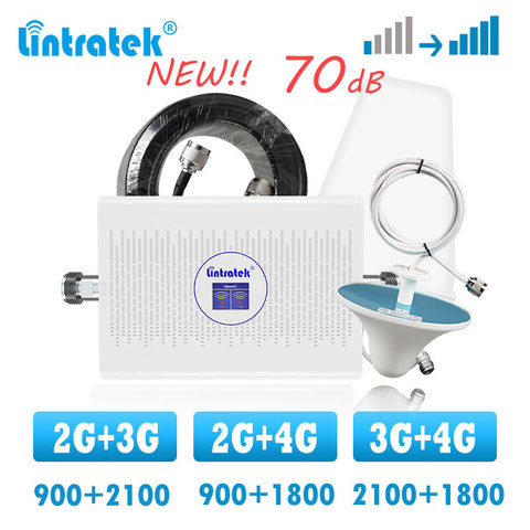 lintratek Dual band 3G 4G cellular signal booster gsm 900 1800 lte repeater 2100  cellphone internet voice call signal amplifier ► Photo 1/6