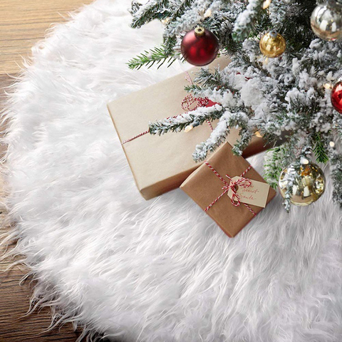 1pc White Christmas Tree Plush Skirt Decoration For Merry Christmas Party Faux Fur Xmas Tree Carpet Decor New Year Home Navidad ► Photo 1/6
