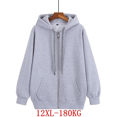 Large size women's 12XL hooded sweatshirt plus size 8XL 9XL 10XL autumn and winter long-sleeved loose black blue gray red jacket ► Photo 1/6