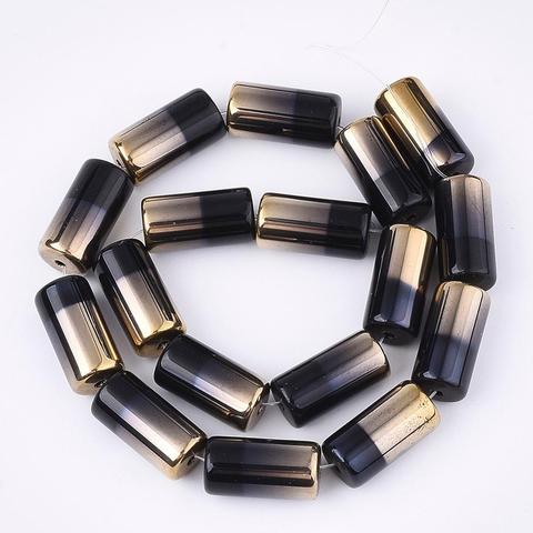 17pcs/strand Half Electroplate Glass Beads Strands Column for Jewelry Making Bracelet DIY 19.5~20x10mm Hole 1.4mm ► Photo 1/6