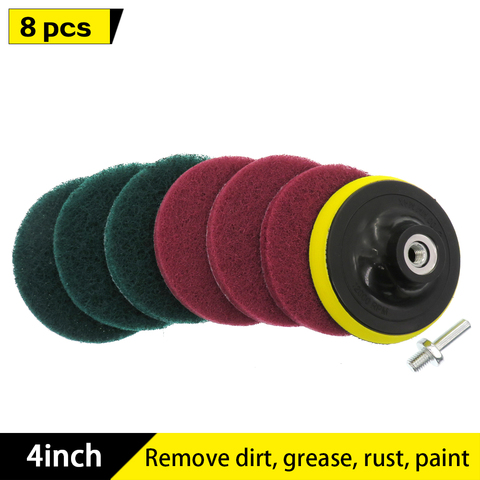 8pcs 4inch Electric Drill Brush Scrub Pads Grout Power Drills Scrubber Cleaning Brush Tub Cleaner Tools Kit ► Photo 1/6