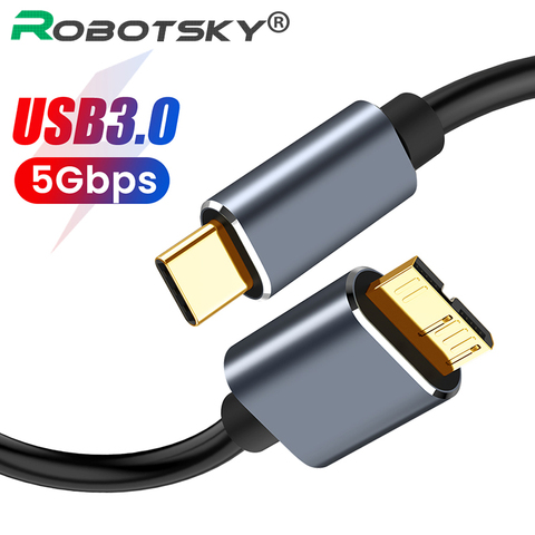 USB Type C To Micro B 3.0 Cable 5Gbps 3A Fast Data Sync Cord Adapter Mobile Hard Drive Data Cable For Macbook Hard Drive Type-C ► Photo 1/6