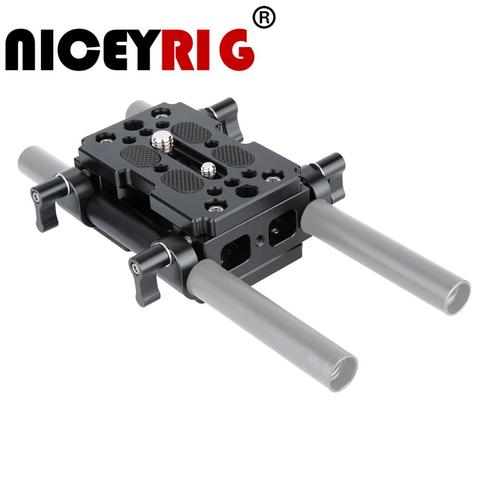 NICEYRIG DSLR Camera Base Plate 15mm Aluminium Plate DIY Cheese Plate Kit Shoulder Rig 15mm Rod Rail DSLR Baseplate 1/4