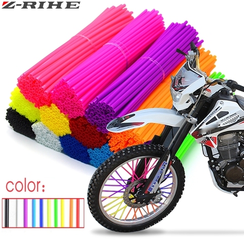 72Pcs Motorcycle Wheel Spoked Protector Wraps Rims Skin Trim Covers Pipe For Motocross Bicycle Bike Cool Accessories 11 Colors ► Photo 1/6