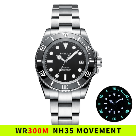 NEW 300M Water Resistant 40mm Men's Black Diver Watch Automatic nh35 Movement Sapphire Crystal SUB Homage ► Photo 1/4