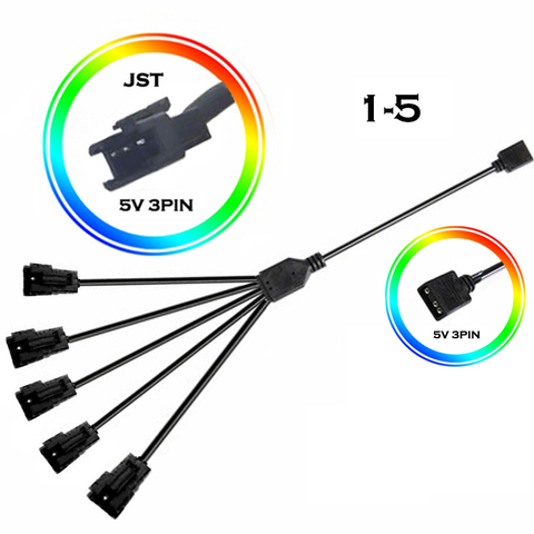 M/B RGB AURA SYNC JST SM Adapter Cable, Transfer To 12V 4Pin RGB and 5V 3Pin ARGB, JST-3P SM3P SM4P EL Wire Cord,Male/Female ► Photo 1/4