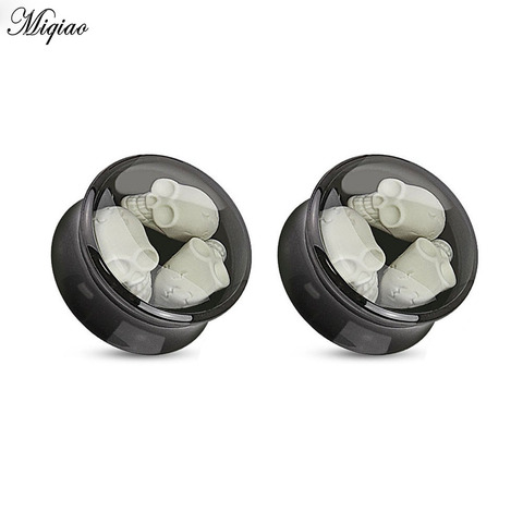 Miqiao  Acrylic 3d White Skull Ear Plug Screw Flesh Tunnel Ear Expander 10-22mm Piercings Body Jewelry for Men and Women ► Photo 1/6