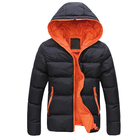 jacket coat Men Color Block Zipper Hooded Cotton Padded Coat Slim Fits Thicken Outwear Jacket ► Photo 1/6