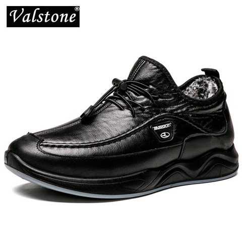 Valstone 2022 Men's Leather Shoes Quality Autumn Winter Casual Flats Shoes Black Lace-Up Breathable Male Footwear Large Size 46 ► Photo 1/6