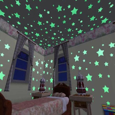 Luminous Cartoon Wall Sticker Glow In The Dark Kid~Bedroom~Moon~Star Home Décor 