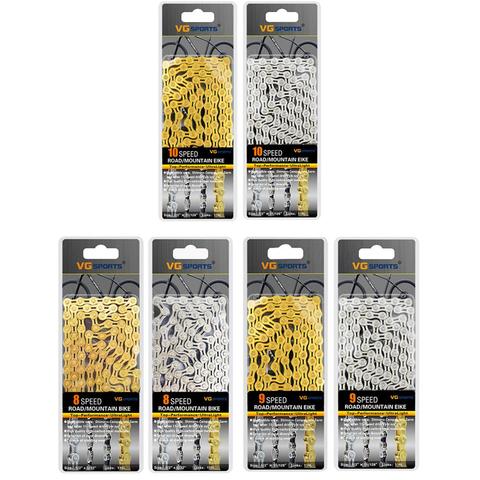 VG Sports 8 9 10 speed Bicycle Chain Gold Half Hollow Bike Chain Road Mountain Bike Parts ultralight 116 Links Cycling Accessori ► Photo 1/6